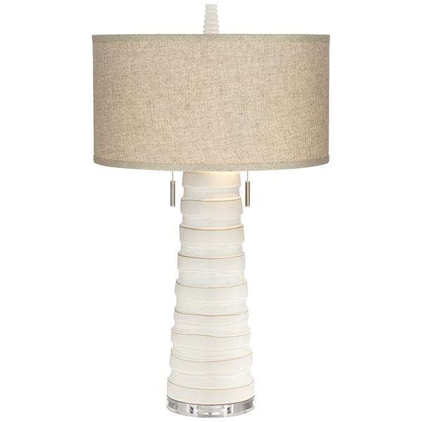 Table Lamp - Poly White Column Bisque