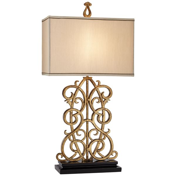 Table Lamp - Antique Gold Scroll Metal Lamp