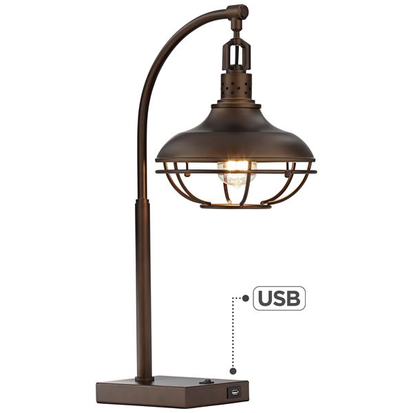 Table Lamp - Metal Basket Wire W/Usb Port