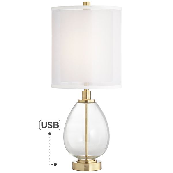Table Lamp - Simple Glass With Usb Port