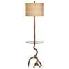 Floor Lamp - Poly Faux Beach Wood With Glass Tray