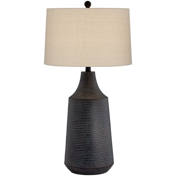 Table Lamp - Poly Black Hammered Tall Jar