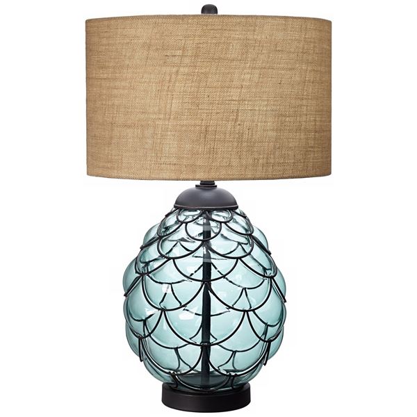 Table Lamp - Blown Glass In Metal Cage