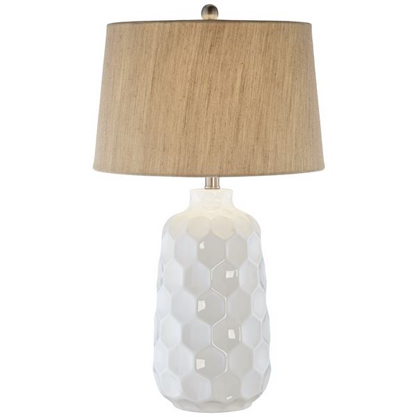 Table Lamp - Ceramic White Honeycomb