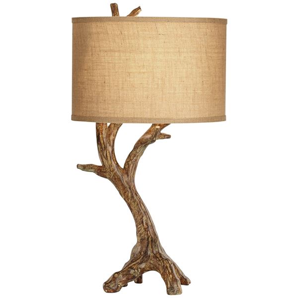 Table Lamp - Poly Faux Beach Wood Table Lamp