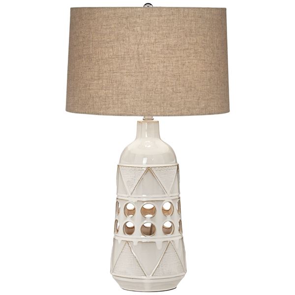 Table Lamp - Geo Ceramic With Tribal Pattern