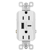 Legrand Radiant Tamper-Resistant USB Type A/C Outlet - White - R26USBACW