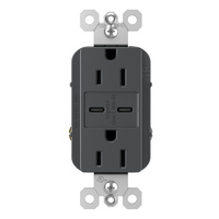Legrand Radiant Ultra-Fast USB Type C/C Outlet - Graphite - R26USBCC6G