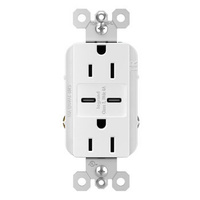 Legrand Radiant Ultra-Fast USB Type C/C Outlet - White - R26USBCC6W