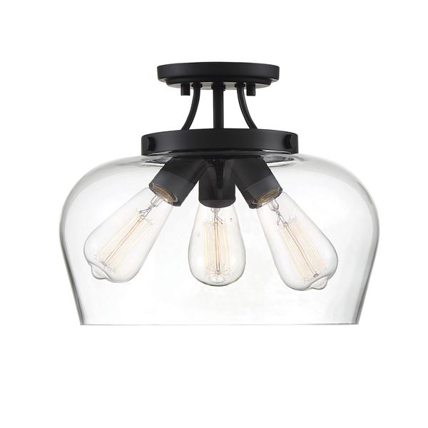 Octave 3-LT Black Semi Flush Mount