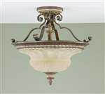 Murray Feiss English Palace 3-Light Indoor Semi-Flush Mount in British Bronze/Gilded Imperial Silver Finish - SF225BRB/GIS