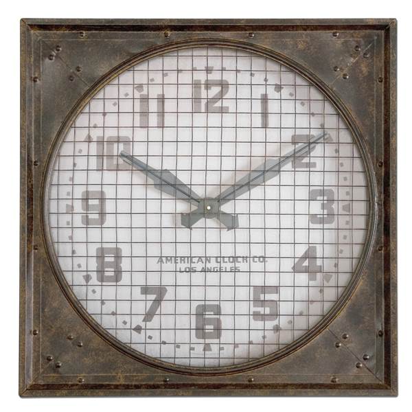 Uttermost Warehouse Wall Clock W/ Grill