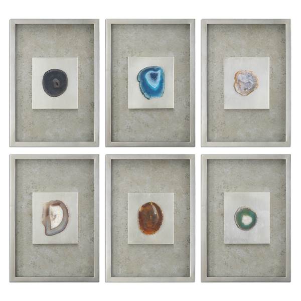 Uttermost Agate Stone Silver Wall Art Set Of 6