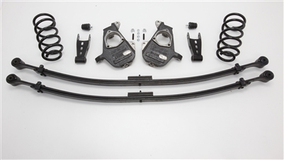 34002 2007-2013 Quad Silverado 3/5" Lowering Kit w/SPINDLES,COILS,LEAFS, BUMP STOPS, & SHACKLES