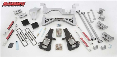 McGaughy's 2002-10 GM 3500 Dually Only Truck (2WD) 7" Lift Kit (silver powder-coat) w/ front & rear shocks