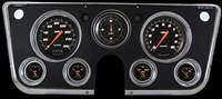 1967-72 Chevy Truck Package Velocity Series Black 4 5/8" Speedometer, 3 3/8" Clock, 2 1/8" Fuel (0-90 OHM), Oil, Temp, and Volt.