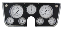 WHITE HOT 7-GAUGE 5" SPEEDO, TACH, 4- 2 1/8" GAUGES (fuel 0-90ohm), 3 3/8" CLOCK