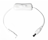 1-ft Power Extension Cable (White) with ON/OFF Switch - REGULAR-DUTY - 22AWG - 2A -5.5mm x 2.1mm Barrel Connectors - Works with Battery Eliminator Kits