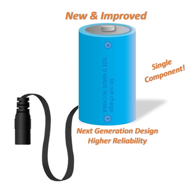 D Active Dummy Cell Battery - NEXT GENERATION - Single Component Design - 11" Thin Flat Flexible Cable - 5.5mm x 2.1mm Barrel Socket - Works with Battery Eliminator Kits