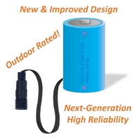 D Active Dummy Cell Battery - NEXT-GENERATION - OUTDOOR RATED (IP66) - 11" Thin Flat Flexible Cable - IP66 Rated 5.5mm x 2.1mm Barrel Socket with M12-1.75 Threads - Works with Outdoor Battery Eliminator Kits