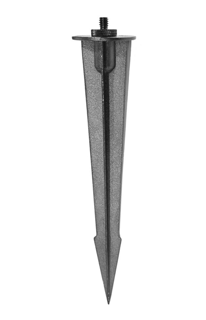 8" Long Black Aluminum Ground Stake with Standard 1/4"-20 Male Tripod Screw Threads - Works with Solar Panels & Accessories