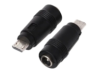 Connector Adapter - Micro-USB Male Plug - 5.5mm x 2.1mm Female Barrel Socket