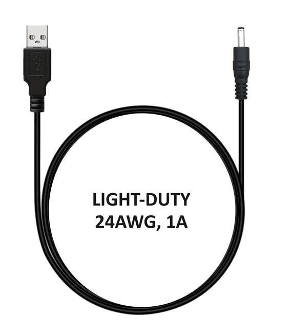 3.3-ft Power Extension Cable - USB Type-A Male Plug to 3.5mm x 1.35mm Mini Male Barrel Plug