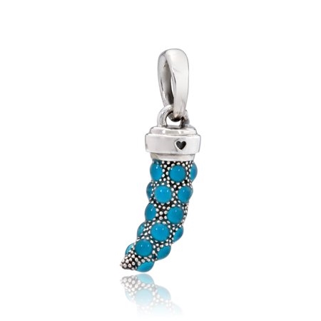 Pandora Turquoise Italian Horn Amulet Necklace Pendant