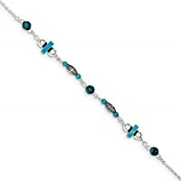 Ankle Bracelet Foot Jewelry Anklet - ICE CARATS 925 Sterling Silver Blue Turquoise Anklet Ankle Beach Chain Bracelet Fine Jewelry Ideal Gifts For Women Gift Set From Heart