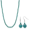 24 Inch Stunning Beads Simulated Turquoise Howlite Necklace and Earrings Set
