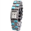Time100 Women Quartz Bracelet Watches Fashion Simple Retro Round Shell Dial Plated Alloy Watch for Ladies (Diamond blue4)