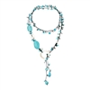 AeraVida Simulated Turquoise-Mother of Pearl-Cultured Freshwater Pearl Cotton Wax Rope Wrap Around Necklace