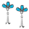 Sterling Silver Sleeping Beauty Turquoise Squash Blossom Earrings - AW Sleeping Beauty Collection