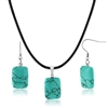 Gem Stone King Beautiful Rectangle Shape Simulated Turquoise Pendant Set with Matching Earrings