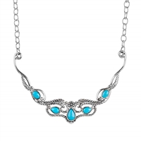 925 Silver Sleeping Beauty Turquoise Statement Necklace, 20"