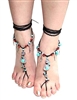 Runa Sea Bohemian Style Turquoise Coral Semi Precious Stone Barefoot Sandals Anklet