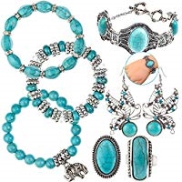 7pcs Anti Silver Jewelry Set / Kit / Lot of Womens Ladies Girls Fashion Bracelets