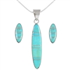 Sterling Silver Genuine Turquoise & Gemstones Matching Pendant & Earrings Set with 20" Necklace