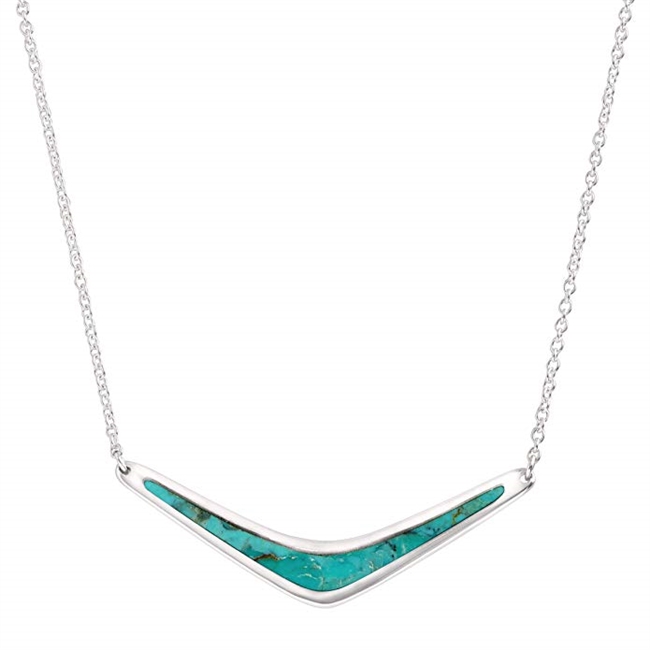 Silpada 'Reversible Boomerang' Compressed Turquoise Necklace in Sterling Silver