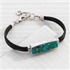 Silpada 'True Colors' Compressed Turquoise Link Bracelet in Genuine Leather and Sterling Silver, 7" + 1" Extender