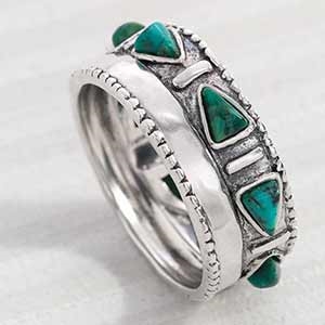 Silpada 'Trailblazer' Compressed Turquoise and Sterling Silver Ring Size 5 to 13
