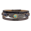 Winter's Secret Turquoise Alloy Feather Pattern Hand Braided Leather Wrap the Magnet Clasp Bracelet