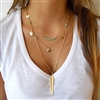 LittleB Layered Necklaces Alloy Feathers Turquoise Boho Necklace Jewelry for women and girls