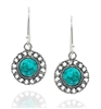 Graceful Women's Jewelry Round 925 Sterling Silver Reconstituted Turquoise Earrings with Filigree Hearts