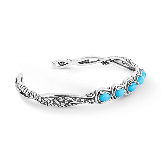 925 Sterling Silver & Five Stone Cuff Bracelet- Small to Large - Simply Fabulous Collection