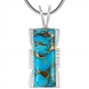 Turquoise Pendant Necklace in Sterling Silver 925 & Genuine Copper-Infused Matrix Turquoise