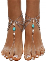 Bienvenu 2 PCS Multi Chain Beach Tassels Anklet Chain Bracelet Barefoot Sandals Foot Jewelry