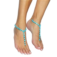 NASAMA Sandal Beach Turquoise Barefoot Sandal Foot Jewelry Chain Ankle Bracelet for Women