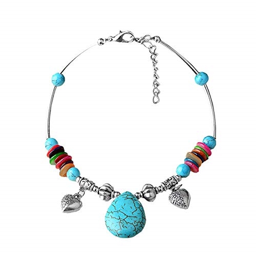 UHANGETH Turquoise Beaded Layering Armlet Bracelet Anklet Chain Beach Foot Jewelry