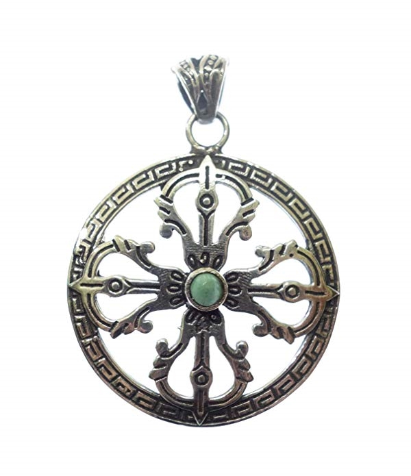 Healing amulet necklace pendant for women men unisex Turquoise gemstone  gypsy designer pendant Tibetan chakra pendant oxidized silver handmade  jewelry